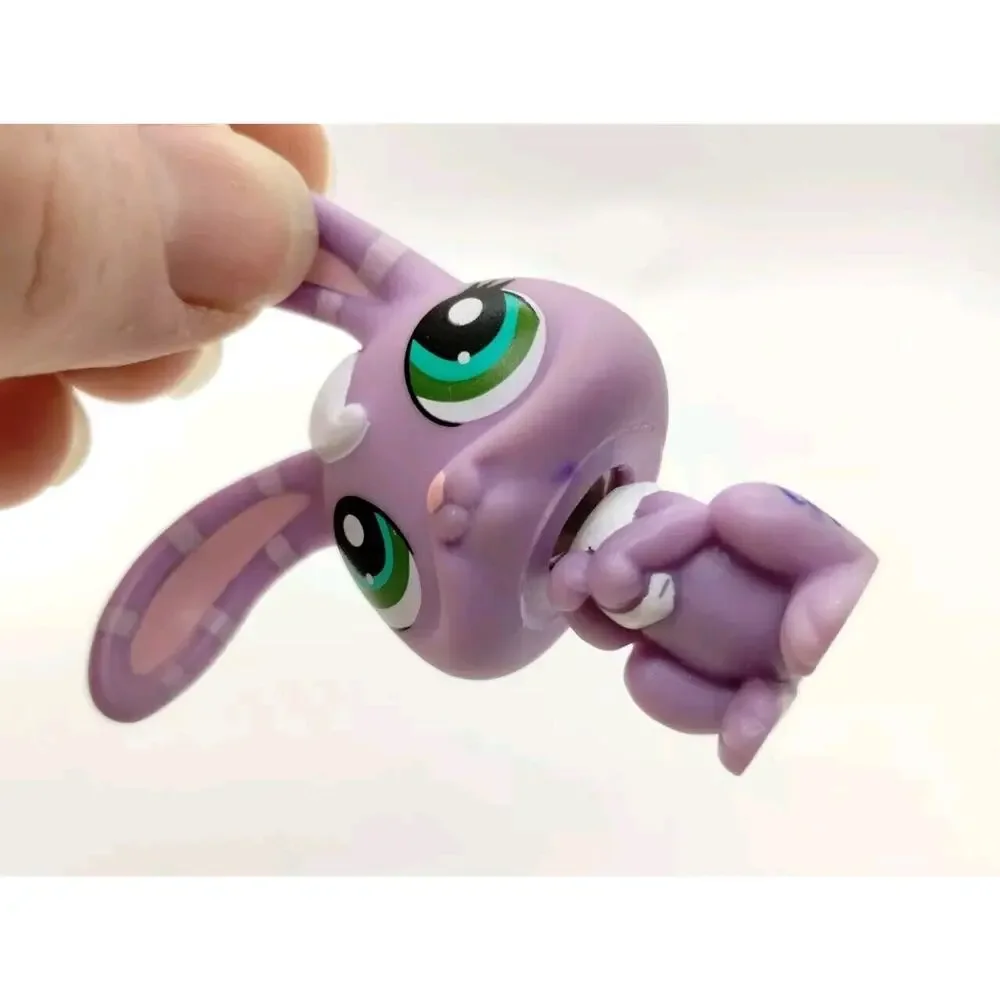 Littlest Pet Shop #828 Bunny Rabbit Purple White Striped Ears Green Dot Eyes